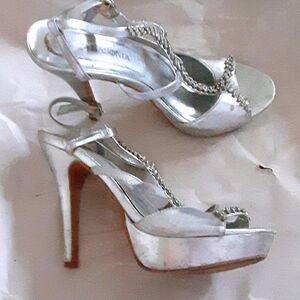 Silver High Heel Shoes